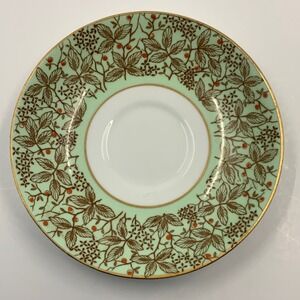 Vintage Rosina Bone China Leaf Berry Pattern Mint Green Saucer 5.5in